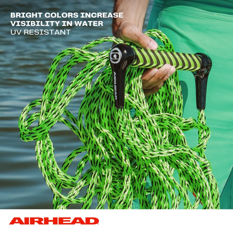 Airhead حبل تزلج على الماء من Airhead مع مقبض EVA، قسم واحد للت tubing، زلاجات الماء ولوحات wakesurf، أخضر وأسود - Image 5